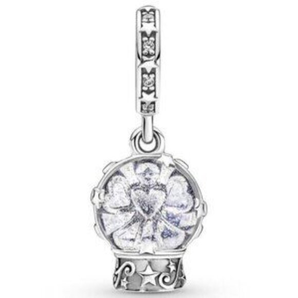 Pandora 925 Sterling Silver Snow Globe Angel Dangle Pendant Charm - Picture 5 of 5